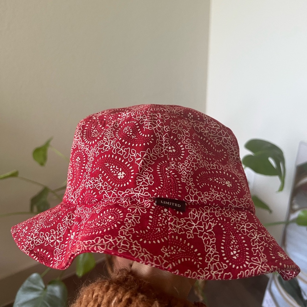 Red bucket hat
